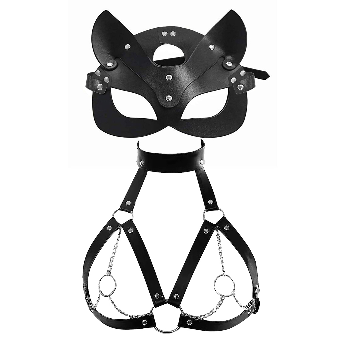 Garter Belt Set - المرأة مثير قناع الغمامة تأثيري بولي